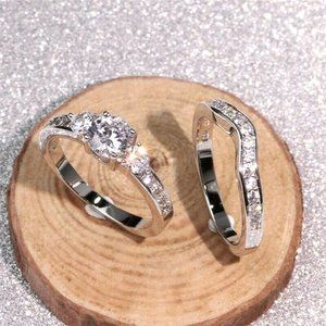 New Gorgeous 925 Sterling Silver Diamond 2Pc Set